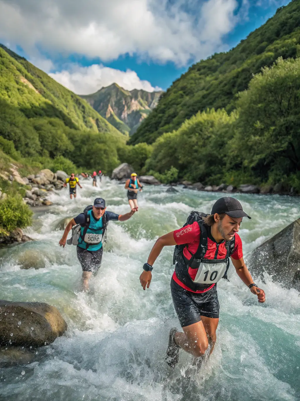 A picture of participants competing in a canoe race on the Vezere River, highlighting the competitive events organized by CANOE TREIGNAC VEZERE.